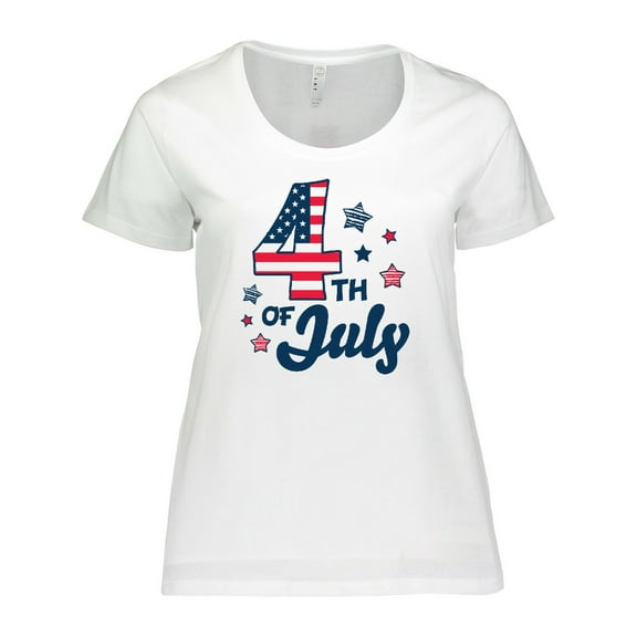Inktastic 4th of July with Striped Stars Women's Plus Size T-Shirt
