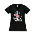 thumbnail image 1 of Inktastic 4th of July with Striped Stars Women's Plus Size V-Neck T-Shirt, 1 of 5