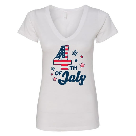 Inktastic 4th of July with Striped Stars Women's V-Neck T-Shirt