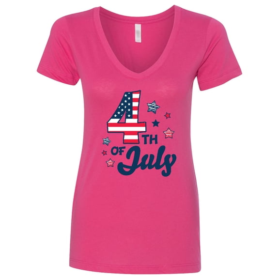 Inktastic 4th of July with Striped Stars Women's V-Neck T-Shirt