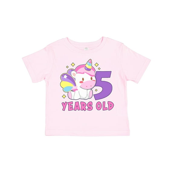 Inktastic 5 Years Old with Cute Unicorn Birthday Girls Toddler T-Shirt