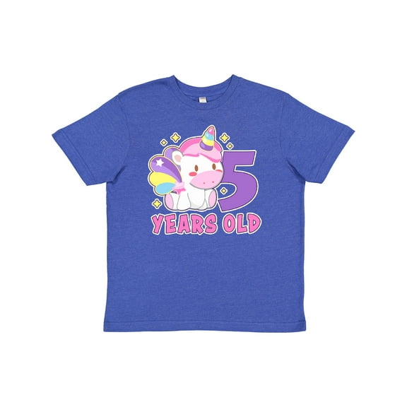 Inktastic 5 years old with Cute Unicorn Birthday Youth T-Shirt