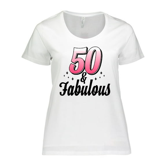 Inktastic 50 and Fabulous with Sparkles Women's Plus Size T-Shirt
