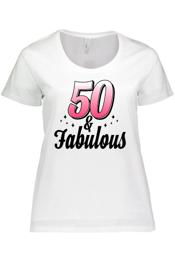 50 and Fabulous with Sparkles Women's Plus Size T-Shirt