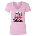 thumbnail image 1 of Inktastic 50 and Fabulous with Sparkles Women's V-Neck T-Shirt, 1 of 5