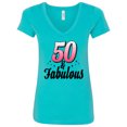 thumbnail image 1 of Inktastic 50 and Fabulous with Sparkles Women's V-Neck T-Shirt, 1 of 5