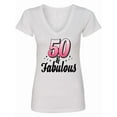 thumbnail image 1 of Inktastic 50 and Fabulous with Sparkles Women's V-Neck T-Shirt, 1 of 5