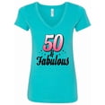 thumbnail image 1 of Inktastic 50 and Fabulous with Sparkles Women's V-Neck T-Shirt, 1 of 5