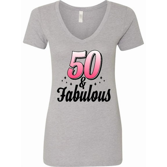 Inktastic 50 and Fabulous with Sparkles Women's V-Neck T-Shirt