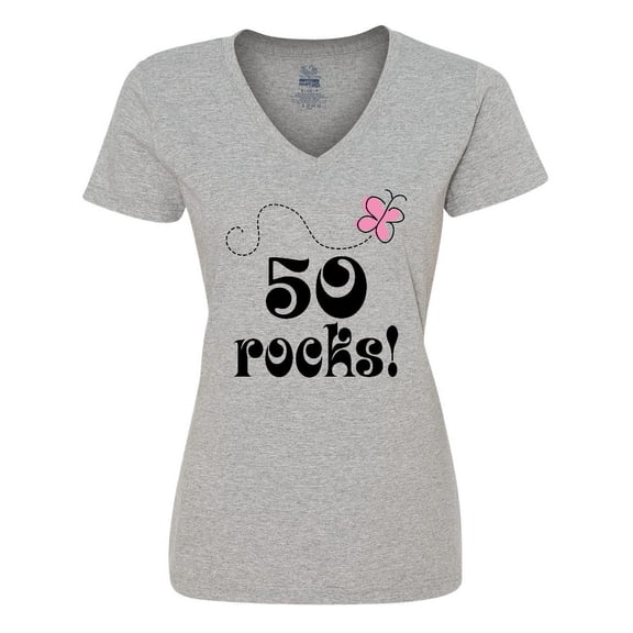 Inktastic 50th Birthday 50 Rocks Gift Women's V-Neck T-Shirt