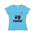thumbnail image 1 of Inktastic 50th Birthday 50 Rocks Gift Women's V-Neck T-Shirt, 1 of 5