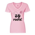 thumbnail image 1 of Inktastic 50th Birthday 50 Rocks Gift Women's V-Neck T-Shirt, 1 of 5
