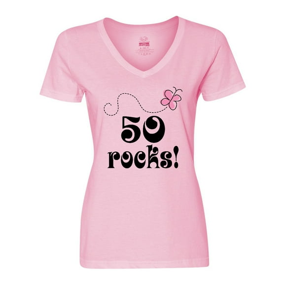 Inktastic 50th Birthday 50 Rocks Gift Women's V-Neck T-Shirt
