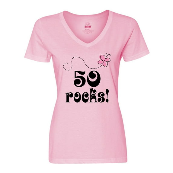 Inktastic 50th Birthday 50 Rocks Gift Women's V-Neck T-Shirt