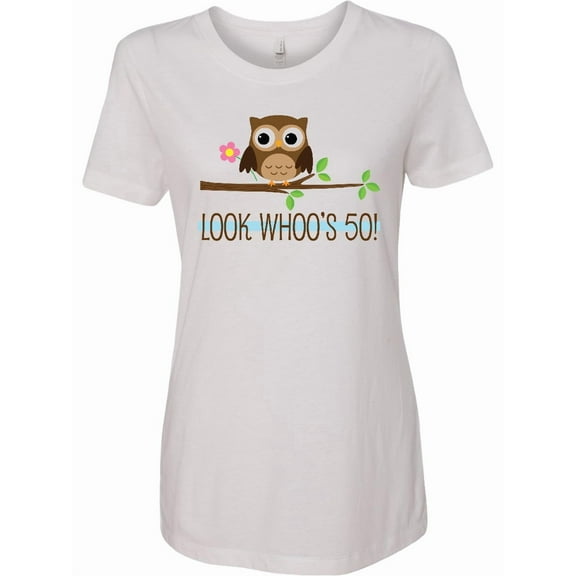 Inktastic 50th Birthday Looks Whoos 50 Owl Women's T-Shirt