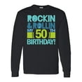 thumbnail image 1 of Inktastic 50th Birthday Rock N Roll Long Sleeve T-Shirt, 1 of 5