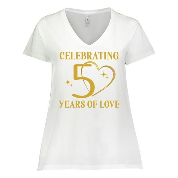 Inktastic 50th Wedding Anniversary 50 Years Women's Plus Size V-Neck T-Shirt