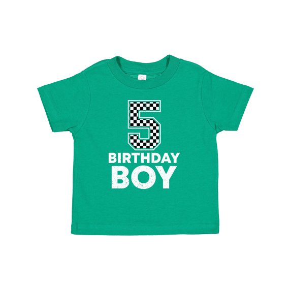 Inktastic 5th Birthday Boy Checkered Racing Theme Boys or Girls Toddler T-Shirt