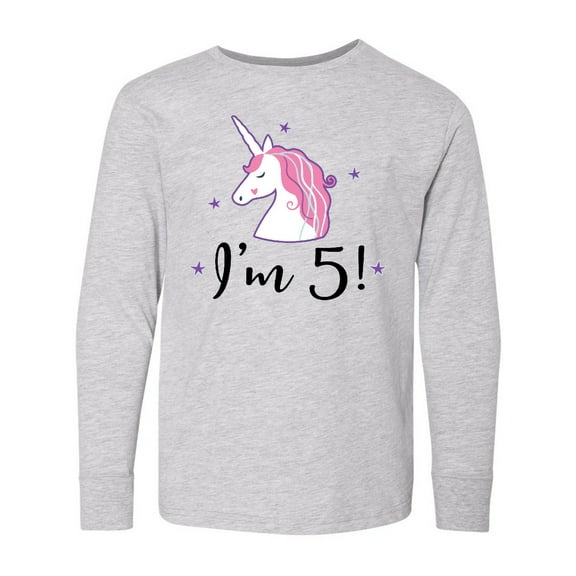 Inktastic 5th Birthday Cute Unicorn Long Sleeve Youth T-Shirt