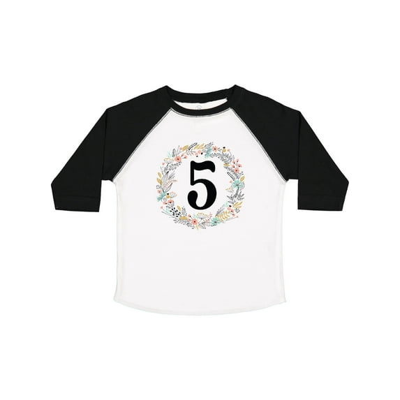 Inktastic 5th Birthday Flowered Wreath 5 Year Old Girl Girls Toddler T-Shirt