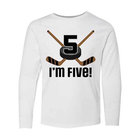 Inktastic 5th Birthday Ice Hockey Sports Party Boys Long Sleeve Youth T-Shirt