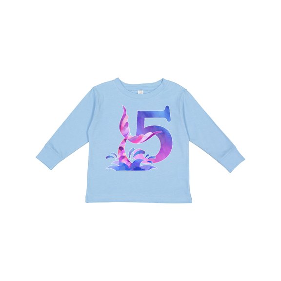 Inktastic 5th Birthday Mermaid Tail Boys or Girls Long Sleeve Toddler T-Shirt