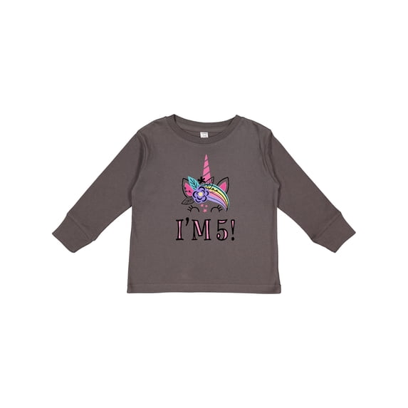 Inktastic 5th Birthday Unicorn Party 5 Year Old Girl Girls Long Sleeve Toddler T-Shirt