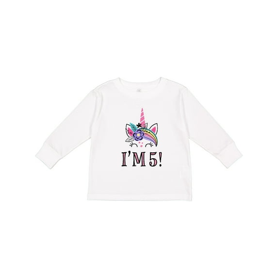 Inktastic 5th Birthday Unicorn Party 5 Year Old Girl Girls Long Sleeve Toddler T-Shirt