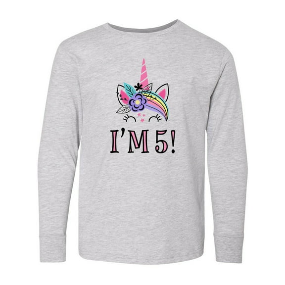 Inktastic 5th Birthday Unicorn Party 5 Year Old Girl Long Sleeve Youth T-Shirt