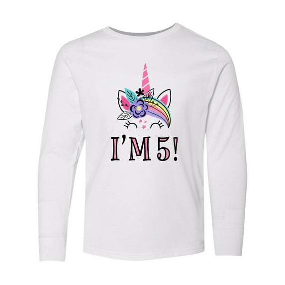 Inktastic 5th Birthday Unicorn Party 5 Year Old Girl Long Sleeve Youth T-Shirt