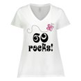 thumbnail image 1 of Inktastic 60th Birthday 60 Rocks Women's Plus Size V-Neck T-Shirt, 1 of 5