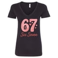 thumbnail image 1 of Inktastic 67th Birthday Celebration Hearts Women's V-Neck T-Shirt, 1 of 5