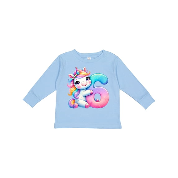 Inktastic 6th Birthday Cute Unicorn Boys or Girls Long Sleeve Toddler T-Shirt