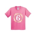 thumbnail image 1 of Inktastic 6th Birthday Floral Wreath Youth T-Shirt, 1 of 5