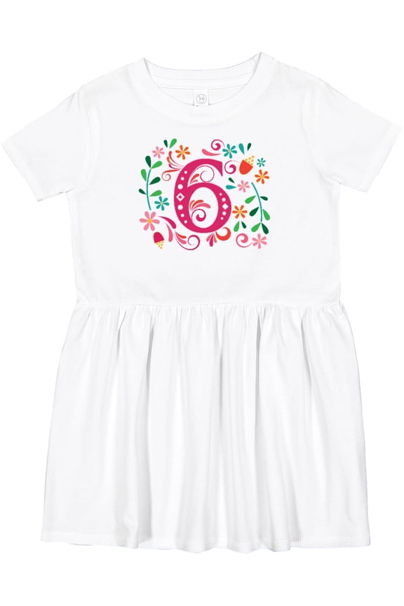 6th Birthday Flowered 6 Year Old Girl Girls Toddler Dress
