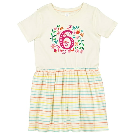 Inktastic 6th Birthday Flowered 6 Year Old Girl Girls Toddler Dress