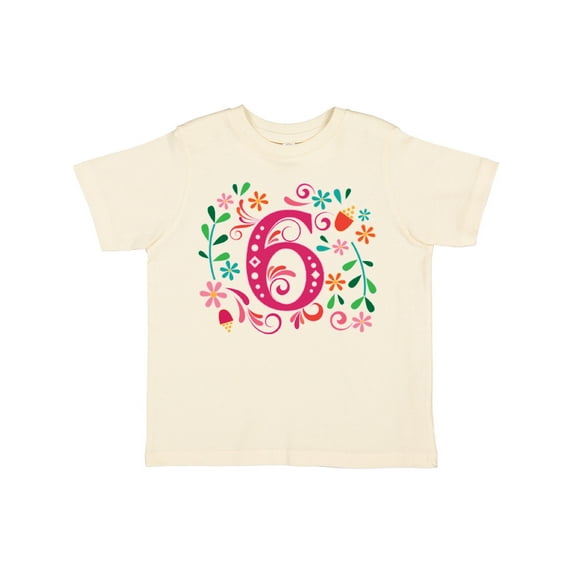 Inktastic 6th Birthday Flowered 6 Year Old Girl Girls Toddler T-Shirt