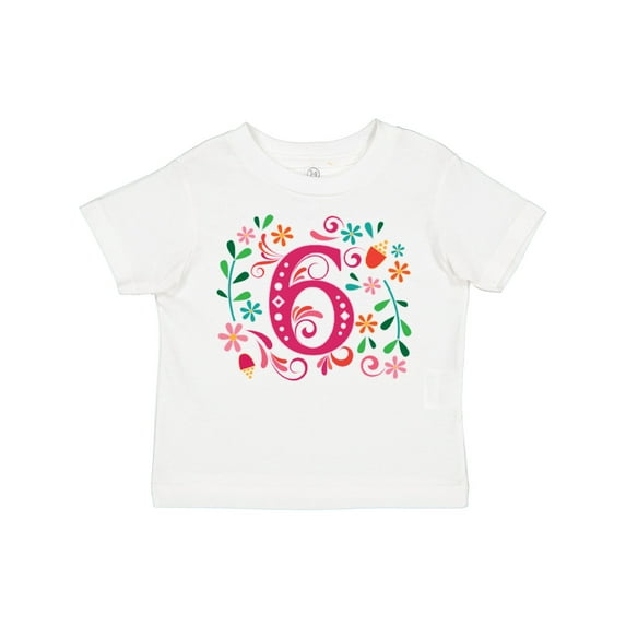 Inktastic 6th Birthday Flowered 6 Year Old Girl Girls Toddler T-Shirt