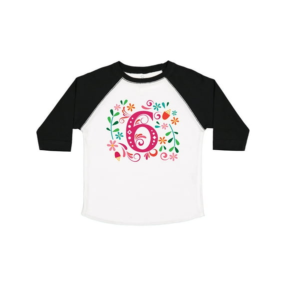 Inktastic 6th Birthday Flowered 6 Year Old Girl Girls Toddler T-Shirt