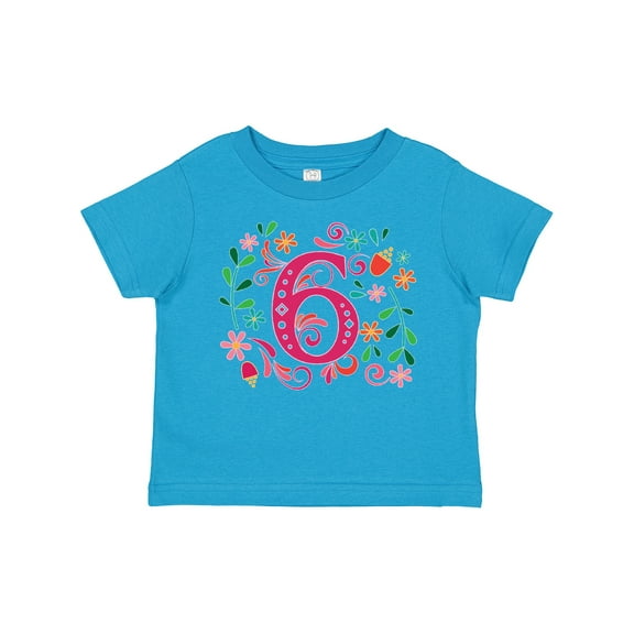 Inktastic 6th Birthday Flowered 6 Year Old Girl Girls Toddler T-Shirt