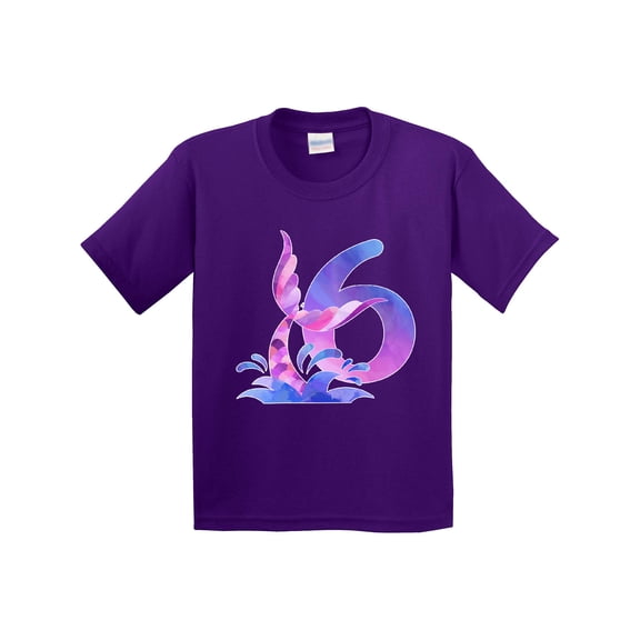 Inktastic 6th Birthday Mermaid Tail Youth T-Shirt