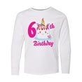 thumbnail image 1 of Inktastic 6th Birthday with Unicorn Cake Long Sleeve Youth T-Shirt, 1 of 5
