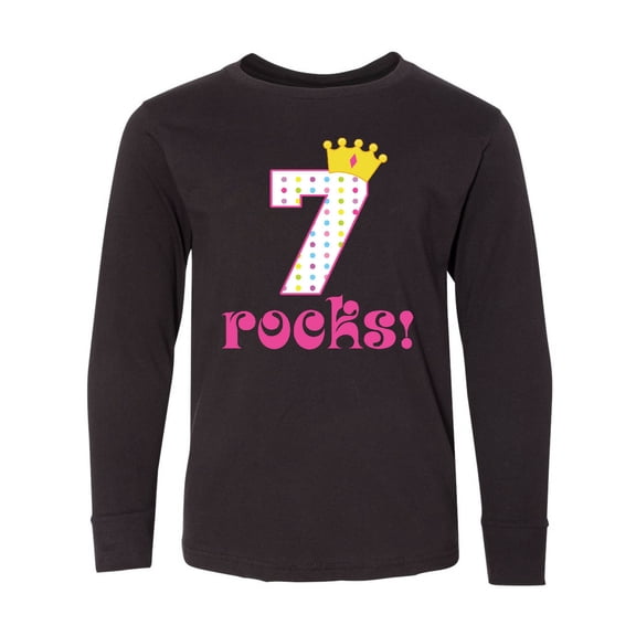 Inktastic 7th Birthday 7 Rocks Girls Long Sleeve Youth T-Shirt