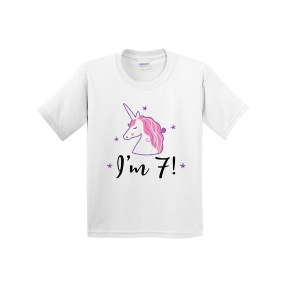 Inktastic 7th Birthday Cute Unicorn Youth T-Shirt