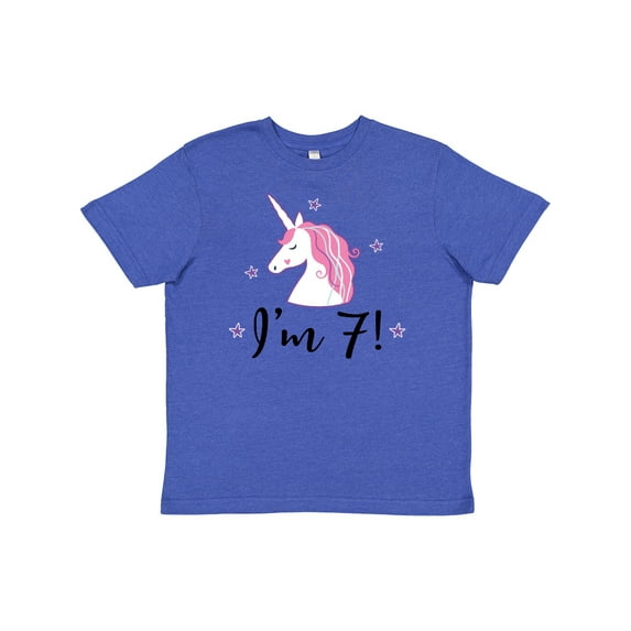 Inktastic 7th Birthday Cute Unicorn Youth T-Shirt