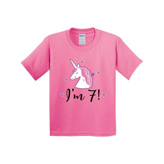 Inktastic 7th Birthday Cute Unicorn Youth T-Shirt