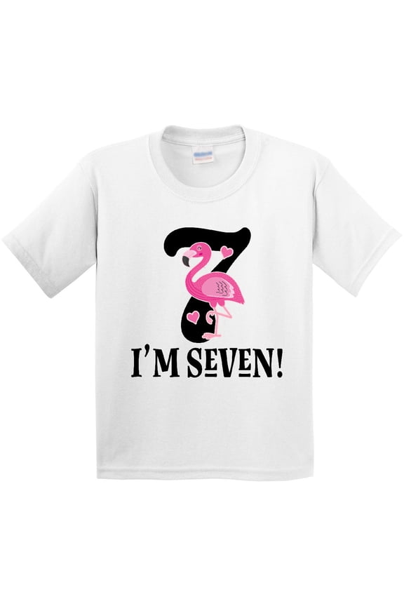 7th Birthday Flamingo 7 Year Old Girl Youth T-Shirt
