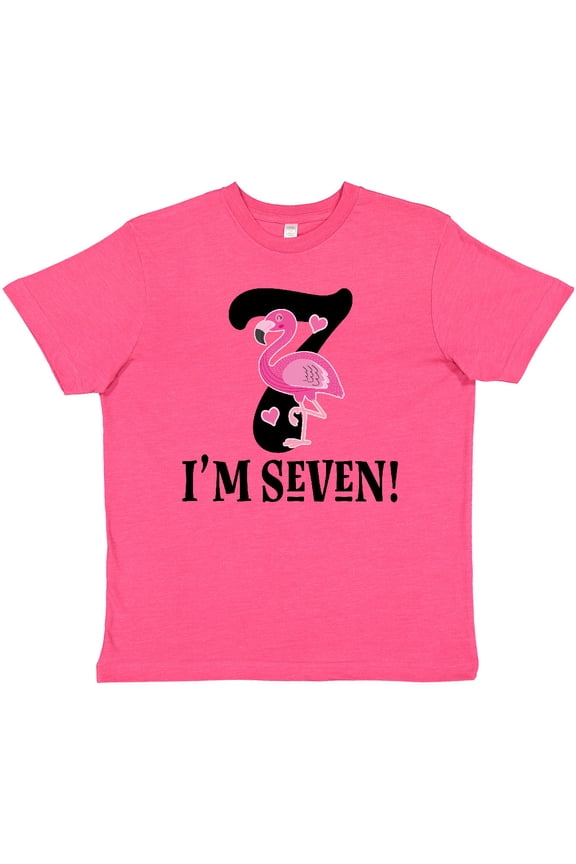 7th Birthday Flamingo 7 Year Old Girl Youth T-Shirt