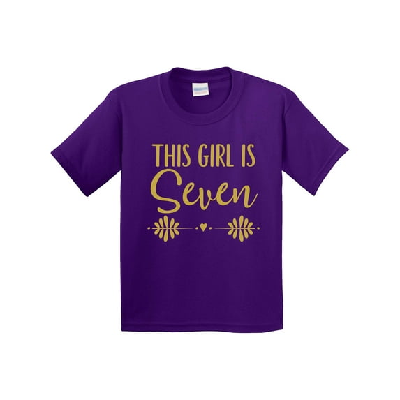 Inktastic 7th Birthday Gold Lettering 7 Year Old Girl Youth T-Shirt