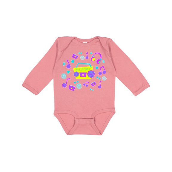 Inktastic '80s Boom Box music Boys or Girls Long Sleeve Baby Bodysuit